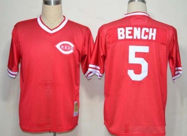 Cincinnati Reds #5 Johnny Bench Mesh Batting Practice Red Throwback Jersey 