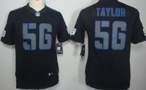 Nike New York Giants #56 Lawrence Taylor Black Impact Limited Kids Jersey 