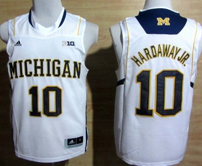 Michigan Wolverines #10 Tim Hardaway Jr. White Big 10 Patch Jersey