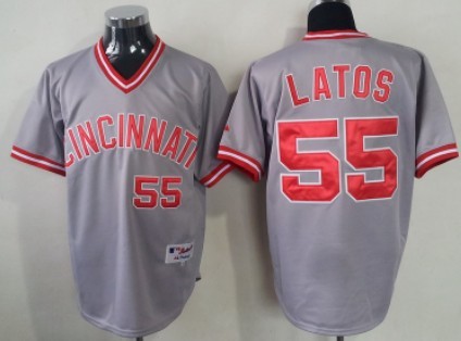 Cincinnati Reds #55 Mat Latos Gray Pullover Jersey