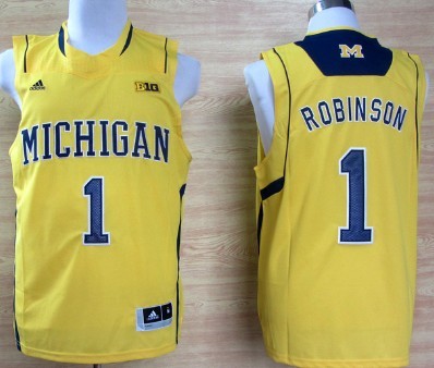 Michigan Wolverines #1 Glenn Robinson III Yellow Big 10 Patch Jersey