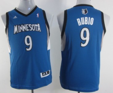 Minnesota Timberwolves #9 Ricky Rubio Blue Kids Jersey