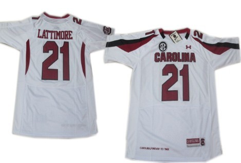 South Carolina Gamecocks #21 Marcus Lattimore White Jersey 