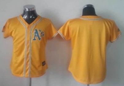 Oakland Athletics Blank Yellow Womens Jersey 