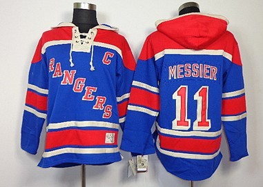 Old Time Hockey New York Rangers #11 Mark Messier Light Blue Hoodie