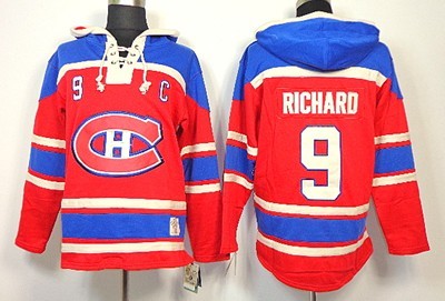 Old Time Hockey Montreal Canadiens #9 Maurice Richard Red Hoodie