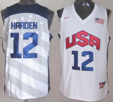 2012 Olympics Team USA #12 James Harden Revolution 30 Swingman White Jersey 