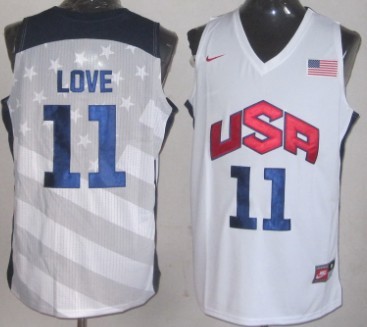 2012 Olympics Team USA #11 Kevin Love Revolution 30 Swingman White Jersey 
