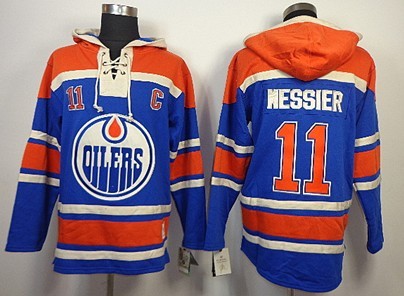 Old Time Hockey Edmonton Oilers #11 Mark Messier Royal Blue Hoodie