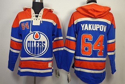 Old Time Hockey Edmonton Oilers #64 Neil Yakupov Royal Blue Hoodie