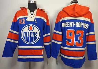 Old Time Hockey Edmonton Oilers #93 Ryan Nugent-Hopkins Royal Blue Hoodie