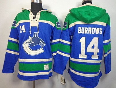 Old Time Hockey Vancouver Canucks #14 Alexandre Burrows Blue Hoodie
