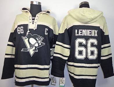 Old Time Hockey Pittsburgh Penguins #66 Mario Lemieux Black Hoodie