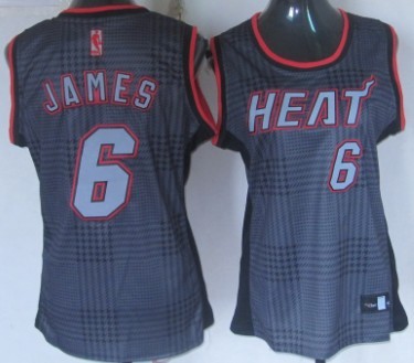 Miami Heat #6 LeBron James Black Rhythm Fashion Womens Jersey 