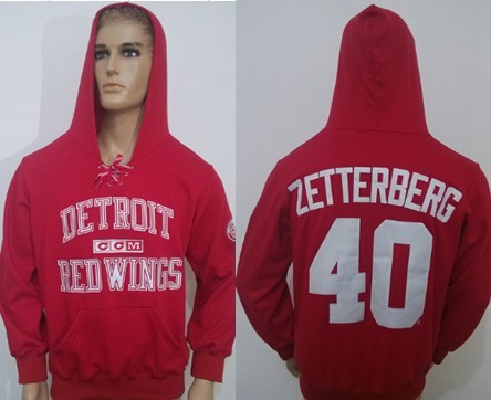 CCM Detroit Red Wings #40 Henrik Zetterberg Red Hoodie