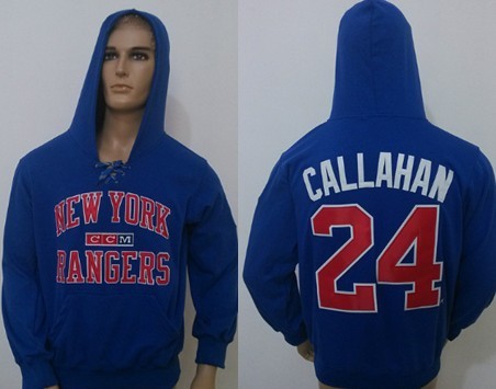 CCM New York Rangers #24 Ryan Callahan Light Blue Hoodie