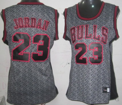 Chicago Bulls #23 Michael Jordan Gray Static Fashion Womens Jersey