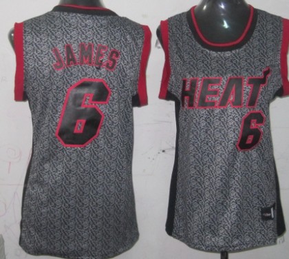 Miami Heat #6 LeBron James Gray Static Fashion Womens Jersey