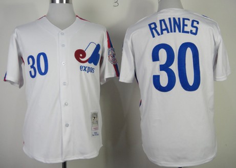 Montreal Expos #30 Tim Raines 1982 White Throwback Jersey 