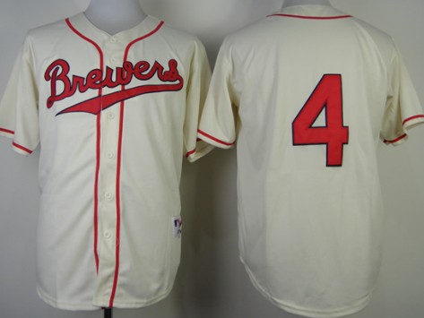 Milwaukee Brewers #4 Paul Molitor 1948 Cream With Red Jersey