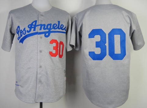 Los Angeles Dodgers #30 Maury Wills 1963 Gray Throwback Jersey 