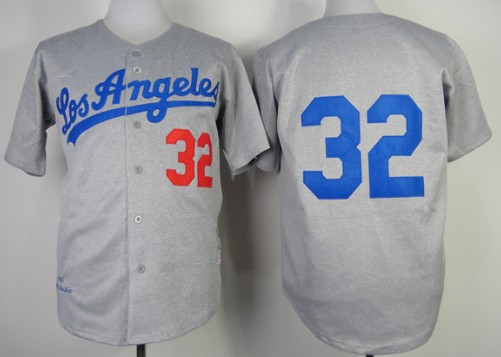 Los Angeles Dodgers #32 Sandy Koufax 1963 Gray Throwback Jersey 