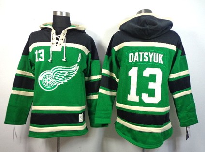 Old Time Hockey Detroit Red Wings #13 Pavel Datsyuk Green Hoodie