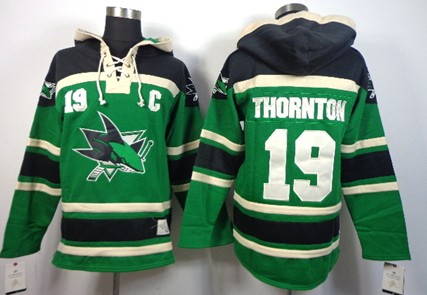 Old Time Hockey San Jose Sharks #19 Joe Thornton Green Hoodie