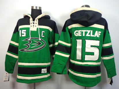 Old Time Hockey Anaheim Ducks #15 Ryan Getzlaf Green Hoodie