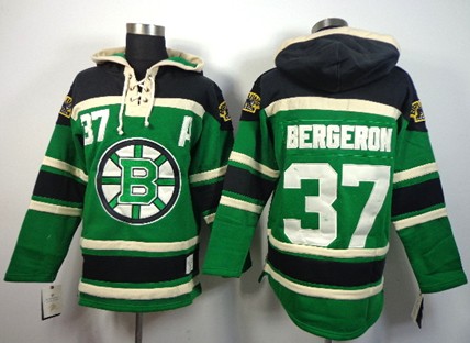 Old Time Hockey Boston Bruins #37 Patrice Bergeron Green Hoodie