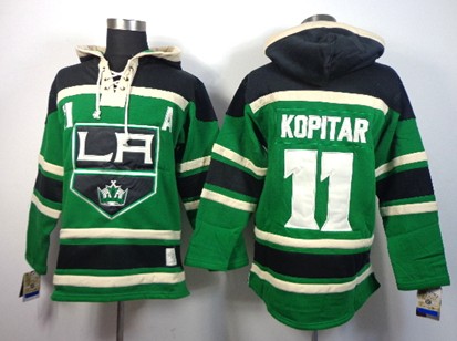 Old Time Hockey Los Angeles Kings #11 Anze Kopitar Green Hoodie