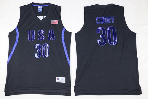 2016 Olympics Team USA Men's #30 Stephen Curry All Black Soul Swingman Jersey