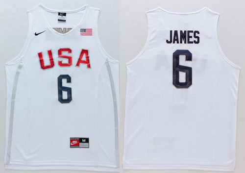 2016 Olympics Team USA Men's #6 LeBron James Revolution 30 Swingman White Jersey