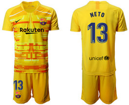 2019-20 Barcelona 13 NETO Yellow Goalkeeper Soccer Jersey