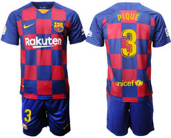2019-20 Barcelona 3 PIQUE Home Soccer Jersey