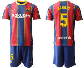 2020-21 Barcelona 5 SERGIO Home Soccer Jersey