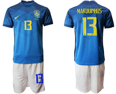 2020-21 Brazil 13 MARQUINHOS Away Soccer Jersey 2020-21 Brazil 13 MARQUINHOS Away Soccer Jersey