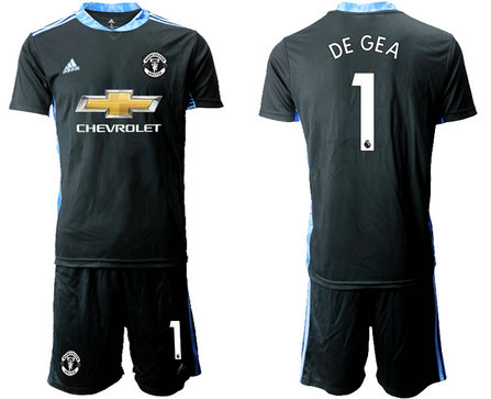 2020-21 Manchester United 1 DE GEA Black Goalkeeper Soccer Jersey
