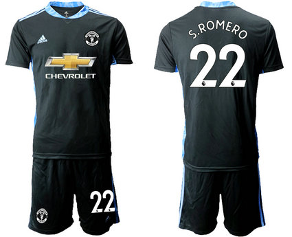 2020-21 Manchester United 22 S.ROMERO Black Goalkeeper Soccer Jersey