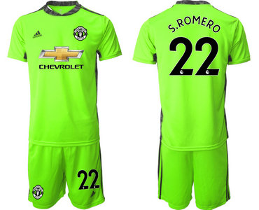2020-21 Manchester United 22 S.ROMERO Fluorescent Green Goalkeeper Soccer Jersey