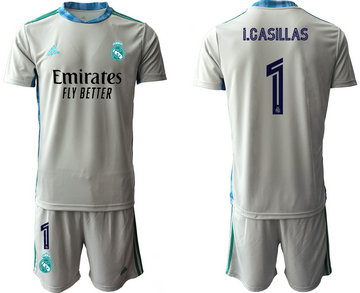 2020-21 Real Madrid 1 I.CASILLAS Gray Goalkeeper Soccer Jersey