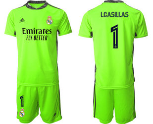 2020-21 Real Madrid 1 ICASILLAS Fluorescent Green Goalkeeper Soccer Jersey