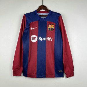 2023_24 Barcelona Home Long Sleeve Soccer Men Jersey S-XX