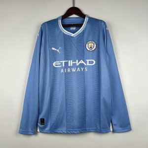 2023_24 Manchester City Home Long Sleeve Soccer Men Jersey