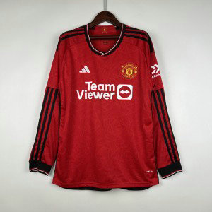 2023_24 Manchester United Long sleeve Home Soccer Men Jersey