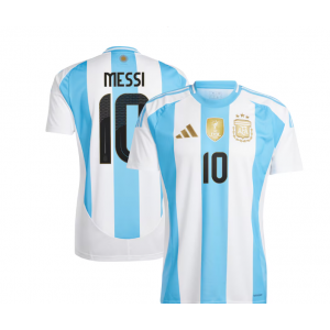 2024 Argentina 10 Lionel Messi White Blue Soccer Men Jersey
