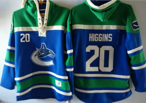 Old Time Hockey Vancouver Canucks #20 Chris Higgins Blue Hoodie