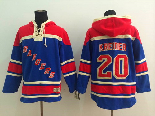 Old Time Hockey New York Rangers #20 Chris Kreider Light Blue Hoodie
