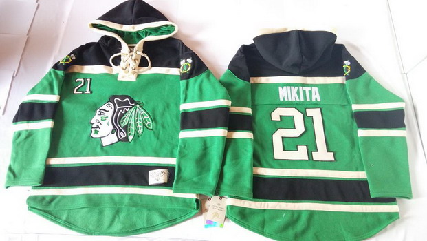 Old Time Hockey Chicago Blackhawks #21 Stan Mikita Green Hoodie