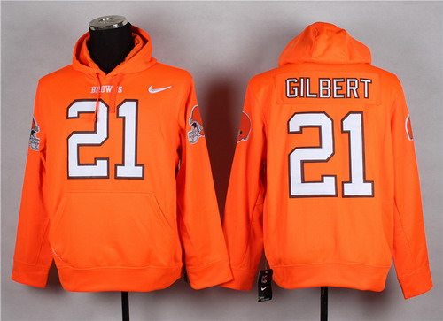 Nike Cleveland Browns #21 Justin Gilbert Orange Hoodie